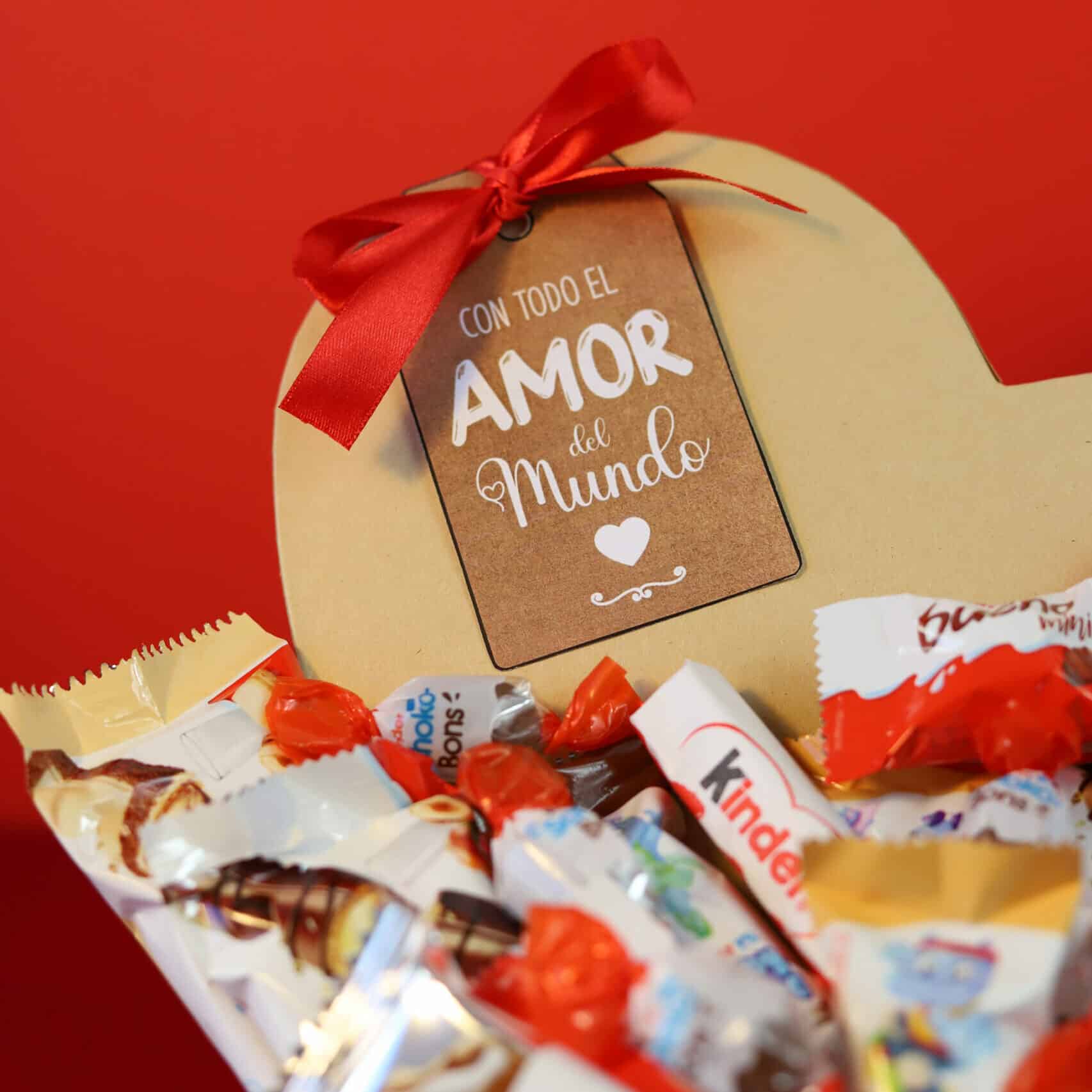 Presentación del Corazón Kraft, ideal para cumpleaños o aniversarios.