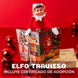 Elfo travieso con certificado de adopción incluido en la cesta Kinder de Navidad