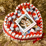 Corazón de chocolatinas Kinder personalizado con foto para el Día de la Madre